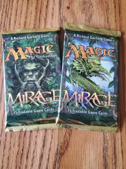 MAGIC THE GATHERING Lot of Two (2) MIRAGE Factory Sealed Booster Packs - Image 1