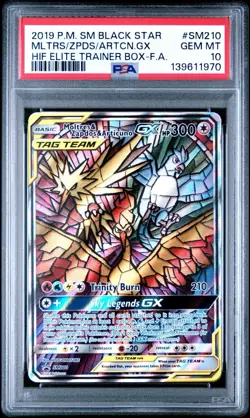 2019 POKEMON SM BLACK STAR PROMO FULL ART/MOLTRES & ZAPDOS & ARTICUNO GX PSA 10 - Image 1