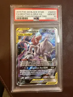 Pokemon TCG Mewtwo & Mew GX Tag Team Black Star Promo #SM191 PSA 10 - Image 1