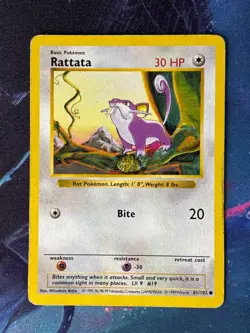 Shadowless - Rattata - Base Set - 61/102 - Common - Vintage Pokemon - Image 1