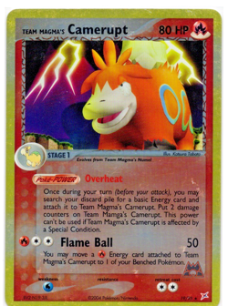 Team Magma's Camerupt 19/95 Reverse Holo Team Magma Team Aqua Pokemon Cards - Image 1