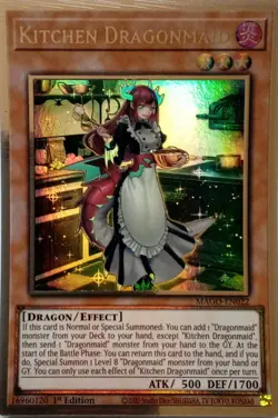 MAGO-EN022 KITCHEN DRAGONMAID PREMIUM GOLD RARE 1ST EDITION YuGiOh CARD - Image 1