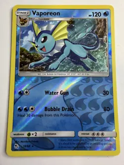Vaporeon 18/68 - Hidden Fates - Reverse Holo Pokemon Card - Near Mint - Image 1