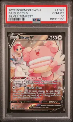 2022 POKEMON SWORD & SHIELD SILVER TEMPEST #TG22 FULL ART/BLISSEY V PSA 10 - Image 1