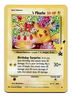 Celebrations Birthday Pikachu #24 Pokemon TCG 25th Anniversary- NM - Image 1