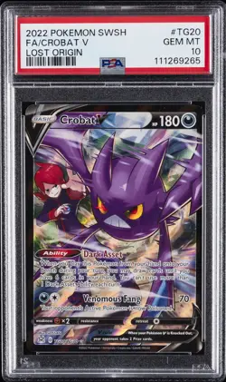 2022 POKEMON SWORD & SHIELD LOST ORIGIN #TG20 FULL ART/CROBAT V PSA 10 - Image 1
