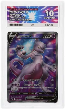 Pokemon Black Star Promo TCG SWSH229 Mewtwo V Ace 10 PERFECT SUBGRADES - Image 1