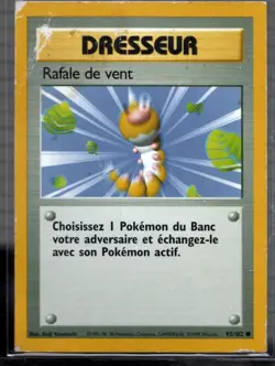 FRENCH 1999 Pokemon RARE SQUARE MISCUT - Base Set Gust of Wind 93/102 - HP - Image 1