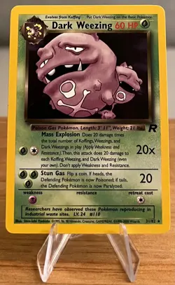 Dark Weezing #110 Non-Holo Pokemon Card LP 31/82 Rare Team Rocket Set Year 2000 - Image 3