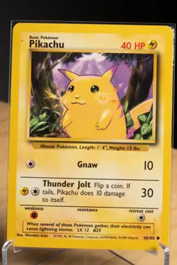 Pikachu 58/102 Base Set Unlimited Vintage Pokemon Card LP - Image 1
