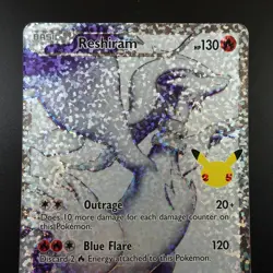 Reshiram 113/114 Pokemon Celebrations Black & White Holo Full Art Card - Image 2
