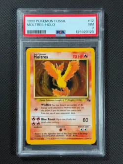 PSA 7 Moltres 12/62 HOLO Pokemon Card WOTC Fossil Rare Holo NM - Image 1
