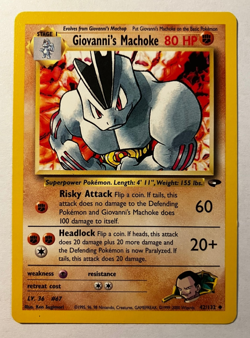Giovanni's Machoke 42/132 Gym Challenge Pokemon Card NM Vintage - Image 1