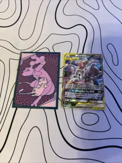 Pokemon TCG Mewtwo & Mew GX Black Star Promo Full Art Tag Team Holo Card Sleeved - Image 4