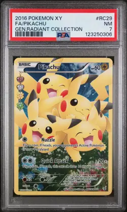 2016 POKEMON XY GENERATIONS RADIANT COLL #RC29 FULL ART/PIKACHU PSA 7 - Image 1