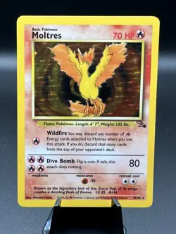 Pokemon TCG Moltres Fossil Holo Rare Card #12/62 Unlimited LP/MP - Image 1