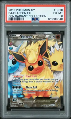 2016 POKEMON XY GENERATIONS RADIANT COLL #RC28 FULL ART/FLAREON EX PSA 6 - Image 1