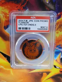 Pokemon Flareon 2024 Japanese Capsule Vending Vol. 5 Graded Coin PSA 9 - Image 1