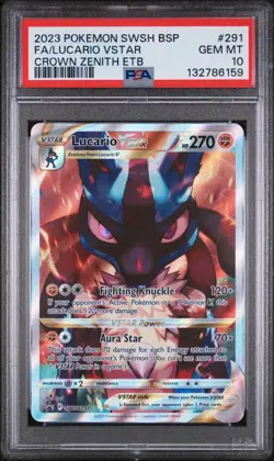 2023 POKEMON SWSH BLACK STAR PROMO #291 FULL ART/LUCARIO VSTAR PSA 10 - Image 1