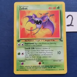 Pokemon Zubat 57/62 1st Edition Fossil Regular Moderately Played *FREE SHIPPING* - Image 1
