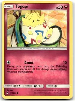 Togepi 136/214 SM - Unbroken Bonds Common Unlimited Pokemon TCG NM - Image 1