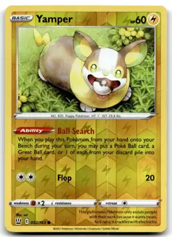 Yamper 052/163 SWSH05: Battle Styles Common Reverse Holo Pokemon TCG LP - Image 1