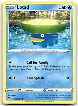 Lotad 032/203 SWSH07: Evolving Skies Common Normal Pokemon TCG NM - Image 1