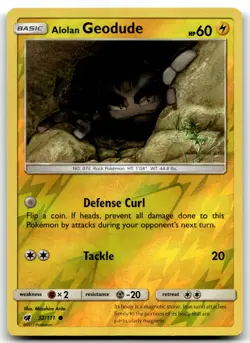 Alolan Geodude 32/111 SM - Crimson Invasion Common Reverse Holo Pokemon TCG LP - Image 1