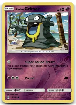 Alolan Grimer 57/149 SM Base Set Common Reverse Holo Pokemon TCG LP - Image 1
