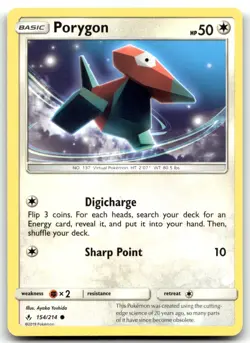 Porygon (154) 154/214 SM - Unbroken Bonds Common Normal Pokemon TCG NM - Image 1