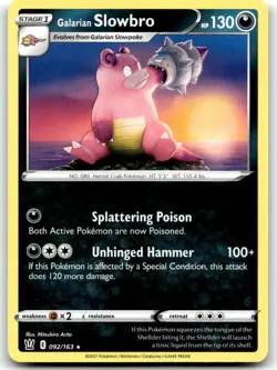 Galarian Slowbro 092/163 SWSH05: Battle Styles Rare Unlimited Pokemon TCG NM - Image 1