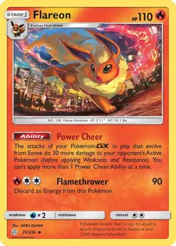 Flareon 25/236 SM - Cosmic Eclipse Uncommon Unlimited Pokemon TCG NM - Image 1