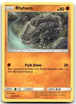 Rhyhorn (92) 92/214 SM - Unbroken Bonds Common Unlimited Pokemon TCG NM - Image 1