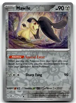 Mawile - 143/197 SV03: Obsidian Flames Uncommon Reverse Holo Pokemon TCG LP - Image 1