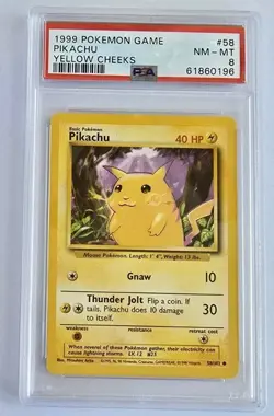 1999 Pokemon Base Set Pikachu #58 Yellow Cheeks PSA 8 Near Mint - Mint - Image 1