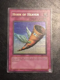 Yu-Gi-Oh! ULTRA RARE HOLO CARD HORN OF HEAVEN MRD-130 1996 VINTAGE PRINT NM - Image 1