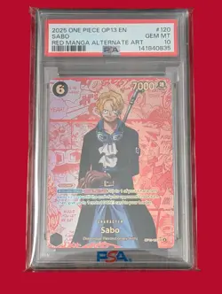 2025 ONE PIECE OP13- CARRYING ON HIS WILL RED MANGA ALTERNATE ART SABO PSA 10 - Image 1