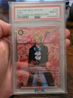 2025 ONE PIECE OP13- CARRYING ON HIS WILL RED MANGA ALTERNATE ART SABO PSA 10 - Image 3