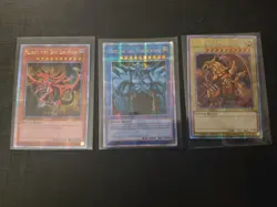 EGYPTIAN GOD CARDS OBELISK SLIFER RA LC01 Quarter Century Secret Rare Yugioh TCG - Image 1