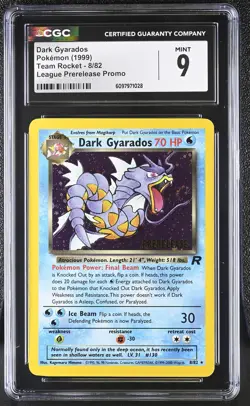 CGC 9 MINT Dark Gyarados Team Rocket 8/82 Prerelease Holo SWIRL Pokemon Card - Image 1