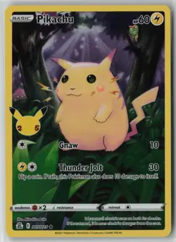Pikachu 005/025 Pokemon TCG Celebrations Card Rare Holo (Near Mint) NM 2 - Image 1