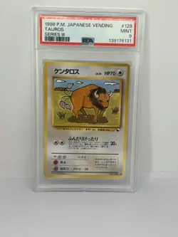 PSA 9 Tauros #128 Japanese Vending Series III 3 Promo Pokemon Card 1998 - Image 1