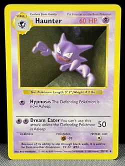 Haunter 29/102 Shadowless Base Set - NM Vintage Pokemon Card 1999 WOTC - Image 1