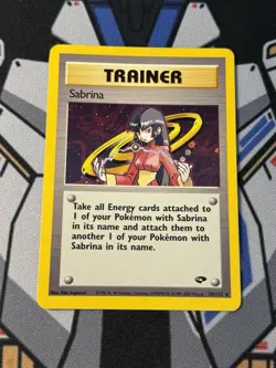 Pokemon TCG Gym Challenge Sabrina Trainer Holo Unlimited Rare Card 20/132 - Image 1
