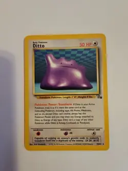 Pokemon TCG Ditto Card Regular Rare 18/62 Fossil 1999 Unlimited - Image 1