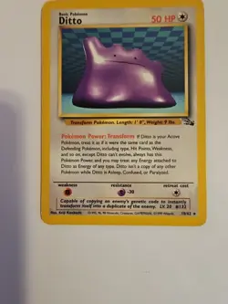 Pokemon TCG Ditto Card Regular Rare 18/62 Fossil 1999 Unlimited - Image 3