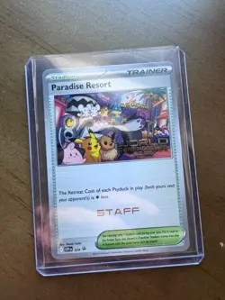 Pokemon Worlds Staff Paradise Resort Trainer Cards + Sealed Anaheim Promo Packs - Image 2