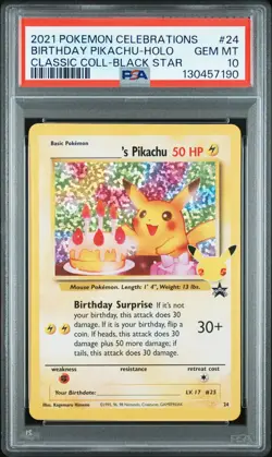 2021 POKEMON CELEBRATIONS CLASSIC COLL #24 BIRTHDAY PIKACHU-HOLO PSA 10 - Image 1