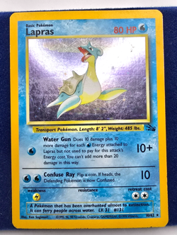 Pokemon Unlimited Fossil Lapras 10/62 MP Holographic WOTC Free Ship! - Image 1