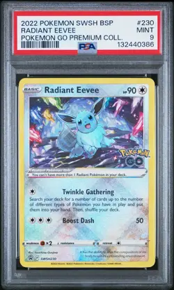 2022 Pokemon Go Radiant Eevee SWSH230 Premium Collection Promo Black Star PSA 9 - Image 1